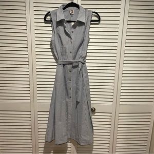 Anne Klein Seersucker Shirt Midi Dress NWT